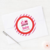 Sticker Rond Train Pink Choo Choo Baby shower d'anniversaire (Enveloppe)