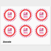 Sticker Rond Train Pink Choo Choo Baby shower d'anniversaire (Feuille)