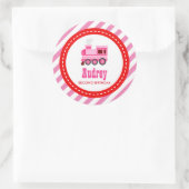 Sticker Rond Train Pink Choo Choo Baby shower d'anniversaire (Sac)