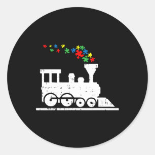 Sticker Rond Train Puzzle Piece Sensibilisation sur l'autisme C