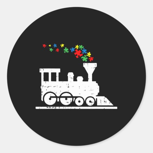 Sticker Rond Train Puzzle Piece Sensibilisation sur l'autisme C (Devant)