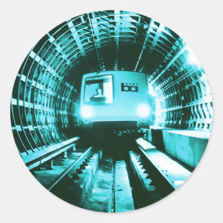 Sticker Rond Train rétro BART dans le tunnel Transbay