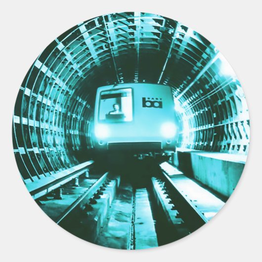 Sticker Rond Train rétro BART dans le tunnel Transbay (Devant)