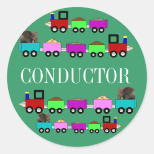 Sticker Rond Train Theme Anniversaire Fête en faveur