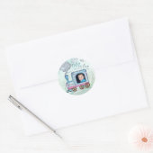 Sticker Rond Train Water Color photo d'anniversaire (Enveloppe)