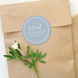 Sticker Rond Trait de mariage bleu poussiéreux écriture calligr
