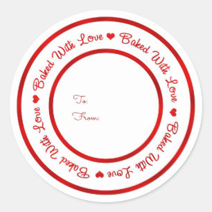 Sticker Rond Traité avec amour Rouge Moderne Brillant Glam