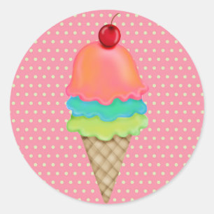 Sticker Rond Traitements à la crème glacée