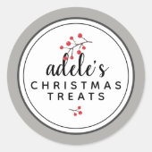 Sticker Rond Traitements de Noël gris classique personnalisés (Devant)