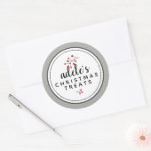 Sticker Rond Traitements de Noël gris classique personnalisés (Enveloppe)