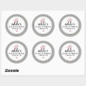 Sticker Rond Traitements de Noël gris classique personnalisés (Feuille)