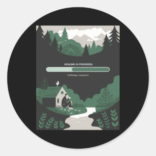 Sticker Rond Traiter le progrès - Trouver la paix dans la natur