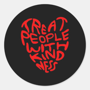 Sticker Rond Traiter Les Gens Avec Une Conception Coeur Géniale