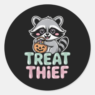 Sticker Rond Traitez Le Raccoon Du Volef Avec Le Bouchon De Bon