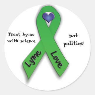 Sticker Rond Traitez Lyme avec la science et non avec la politi