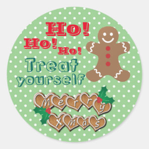 Sticker Rond "Traitez-vous" Pain d'épices et points de Noël