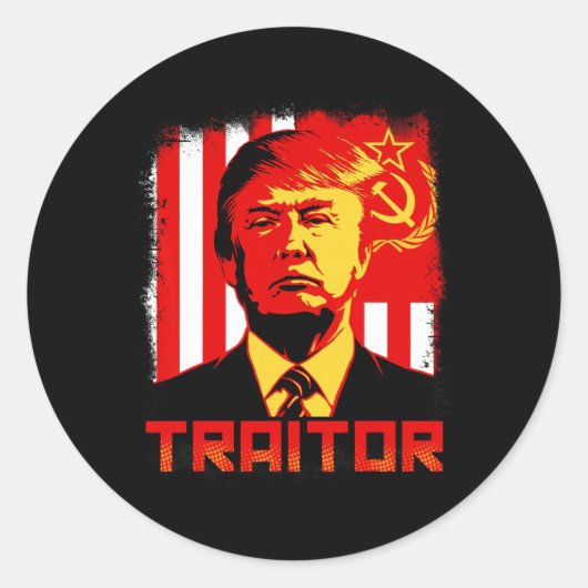 Sticker Rond Traître En Chef Du Président Trump Manifestation V (Devant)