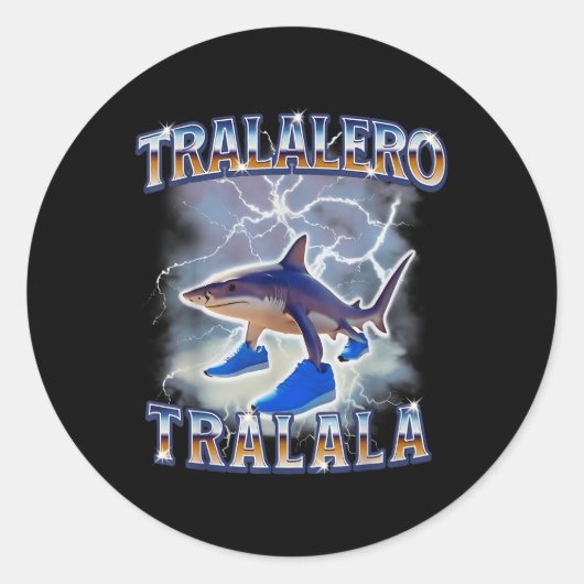 Sticker Rond Tralalero Tralala Funny Shark meme Bootleg (Devant)