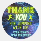 Sticker Rond Trampoline Jumping Anniversaire Merci de fête Favo (Devant)