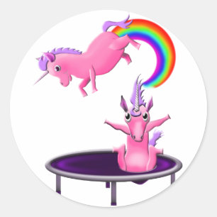 Sticker Rond trampoline licorne