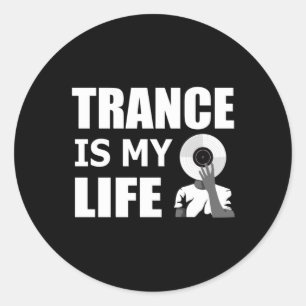 Sticker Rond Trance Techno Music Rave DJ House Dance Idée cadea