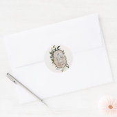 Sticker Rond Tranche de bois rustique verdure botanique mariage (Enveloppe)