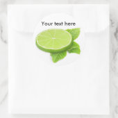 Sticker Rond Tranche de chaux avec feuille de menthe (Sac)
