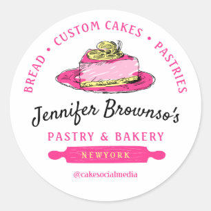 Sticker Rond Tranche de cheesecake au citron de patisserie