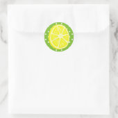Sticker Rond Tranche de citron, pois verts et blancs (Sac)