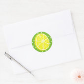 Sticker Rond Tranche de citron, pois verts et blancs (Enveloppe)