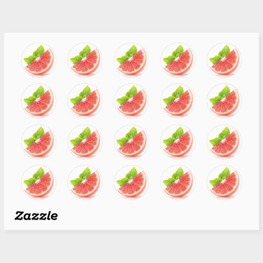 Sticker Rond Tranche de pamplemousse (Feuille)