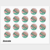 Sticker Rond Tranche de pastèque géométrique Rose Fête d'annive (Feuille)