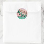 Sticker Rond Tranche de pastèque géométrique Rose Fête d'annive (Sac)
