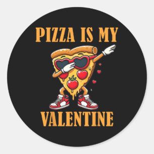 Sticker Rond Tranche de pizza est mon jour de la Saint-Valentin