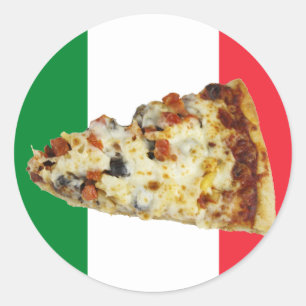 Sticker Rond Tranche de pizza sur des couleurs de drapeau