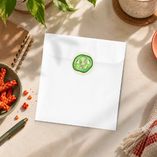 Sticker Rond Tranche de poivre jalapeño vert ludique