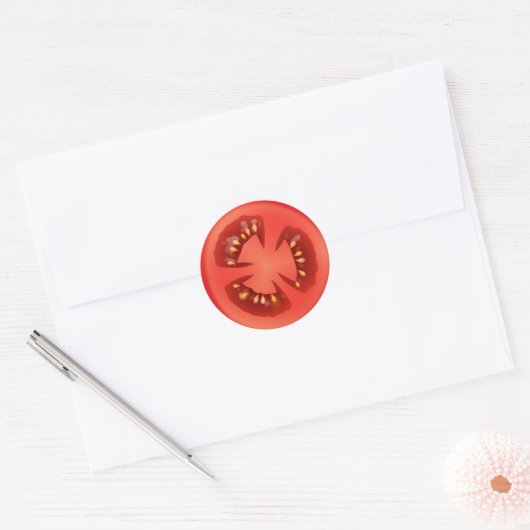 Sticker Rond Tranche de tomate rouge (Enveloppe)