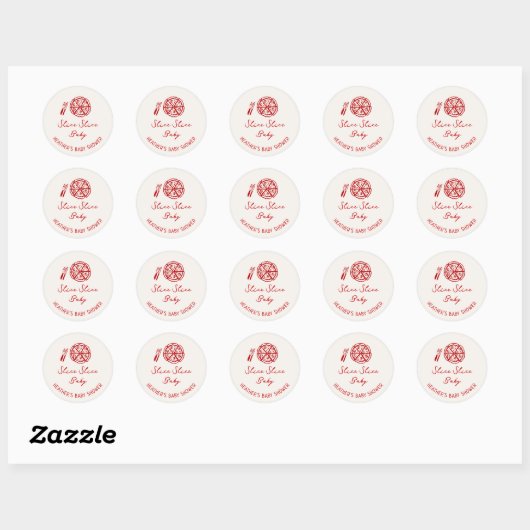 Sticker Rond Trancher Trancher Baby Pizza Baby shower Favoriser (Feuille)