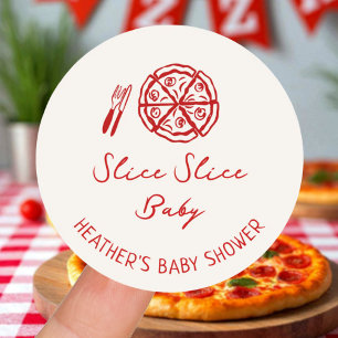 Sticker Rond Trancher Trancher Baby Pizza Baby shower Favoriser