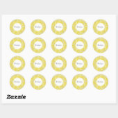 Sticker Rond Tranches de citron aquarelle peintes à la main (Feuille)