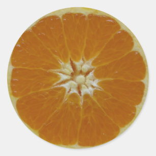Sticker Rond Tranches de fruits orange