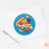 Sticker Rond Tranches de pizza avec garnitures (Enveloppe)
