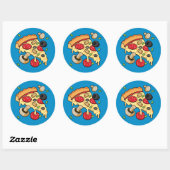 Sticker Rond Tranches de pizza avec garnitures (Feuille)