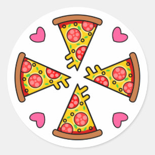 Sticker Rond Tranches de pizza délicieuses Mandara