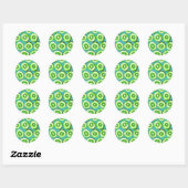 Sticker Rond Tranches Kiwi sur turquoise (Feuille)