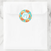 Sticker Rond Tranches orange sur bleu (Sac)