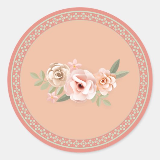 Sticker Rond Tranquillité, pastel fleuri, (Devant)