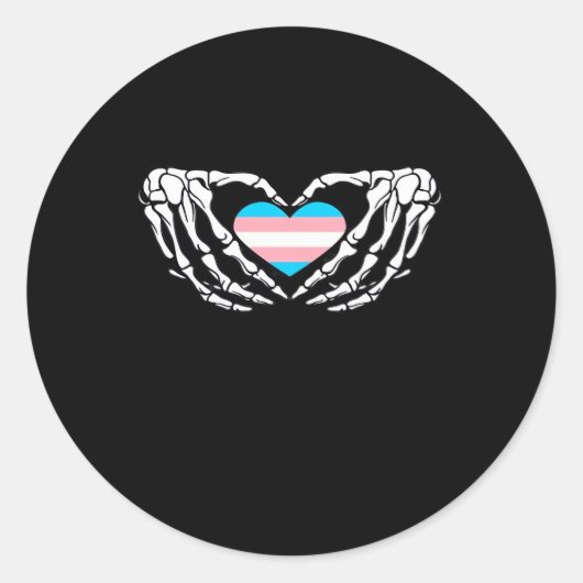 Sticker Rond Trans Pride Skeleton Halloween Transgenre Goth He (Devant)