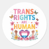 Sticker Rond Trans Rights Are Human Rights Design (Devant)
