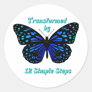 Sticker Rond Transformé par 12 étapes simples, AA, NA, Al-Anon
